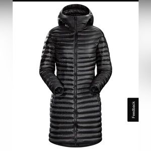 Arc’teryx Nuri Coat Water Resistant Down Hooded Puffer Black